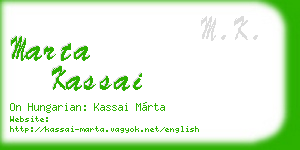 marta kassai business card